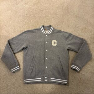 Carhartt Grey White Varsity Baseball Jacket Button Mens Size M